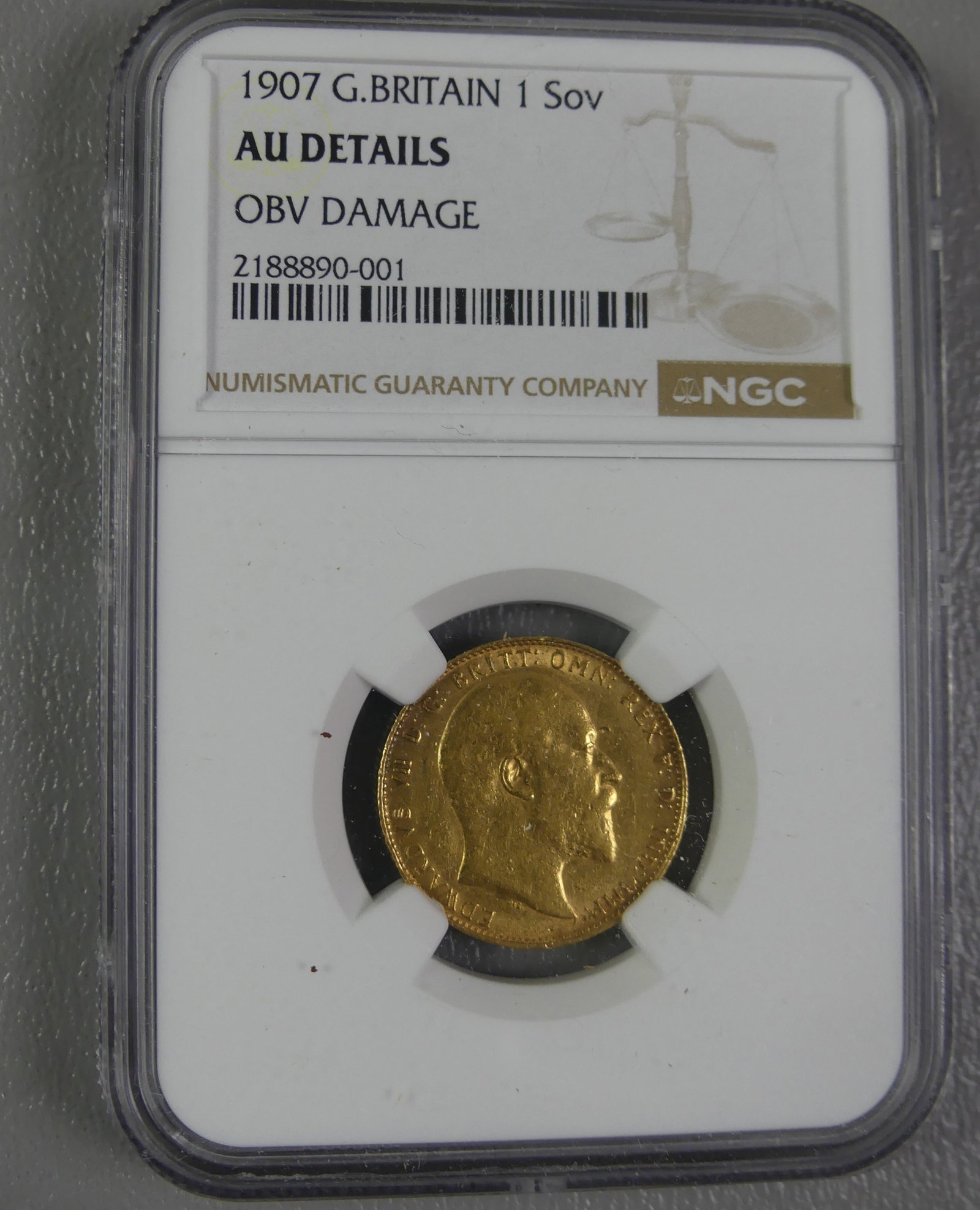1907 BRITISH SOVEREIGN GOLD COIN (1 of 2)