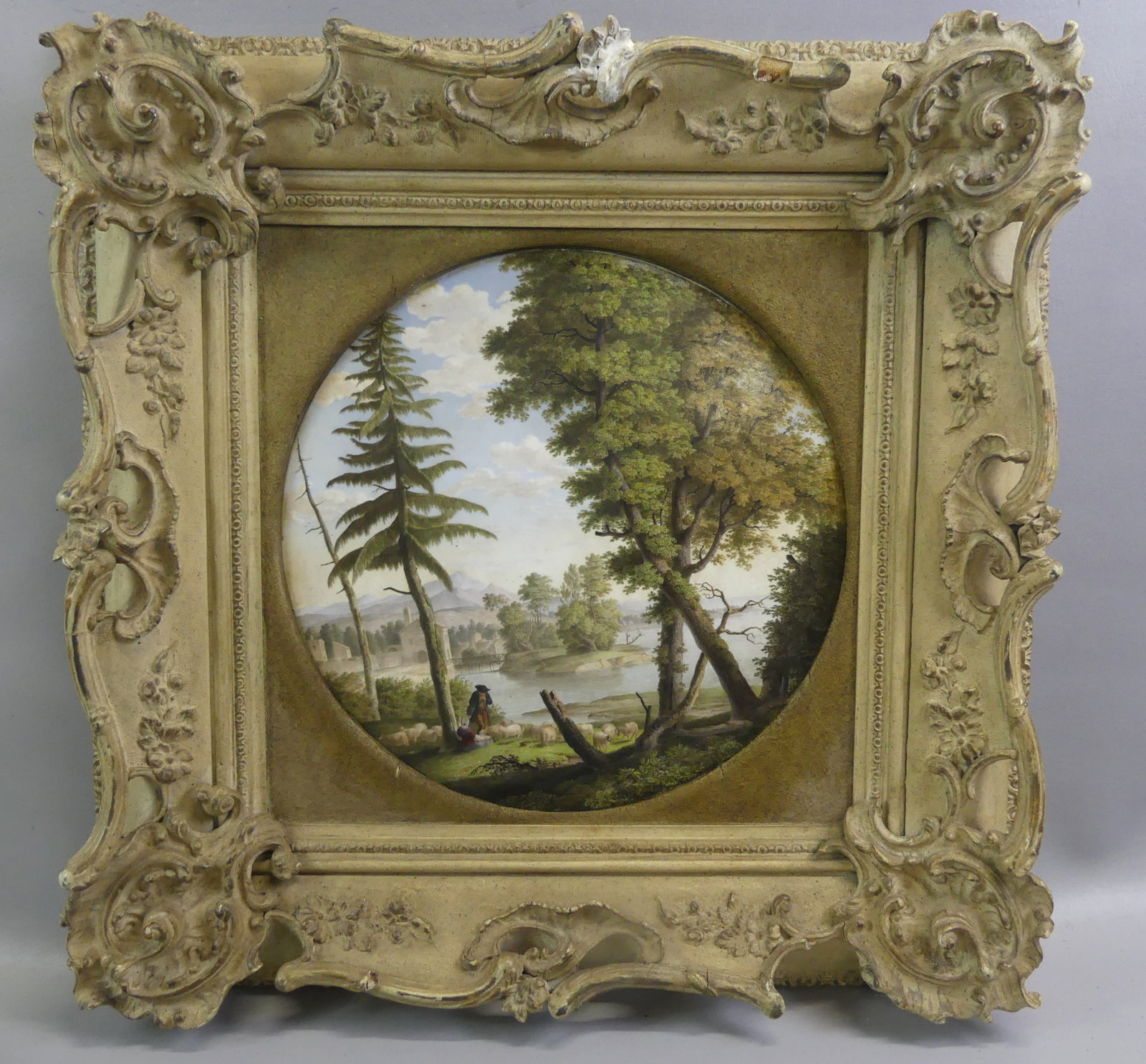 ANTIQUE PAINTED PORCELAIN PLAQUE - LANDSCAPE (1 of 4)
