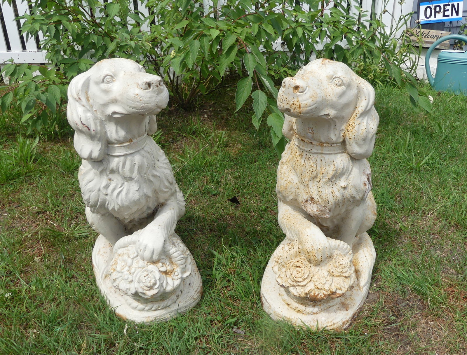 PAIR IRON GARDEN STATUES - DOGS (1 of 2)