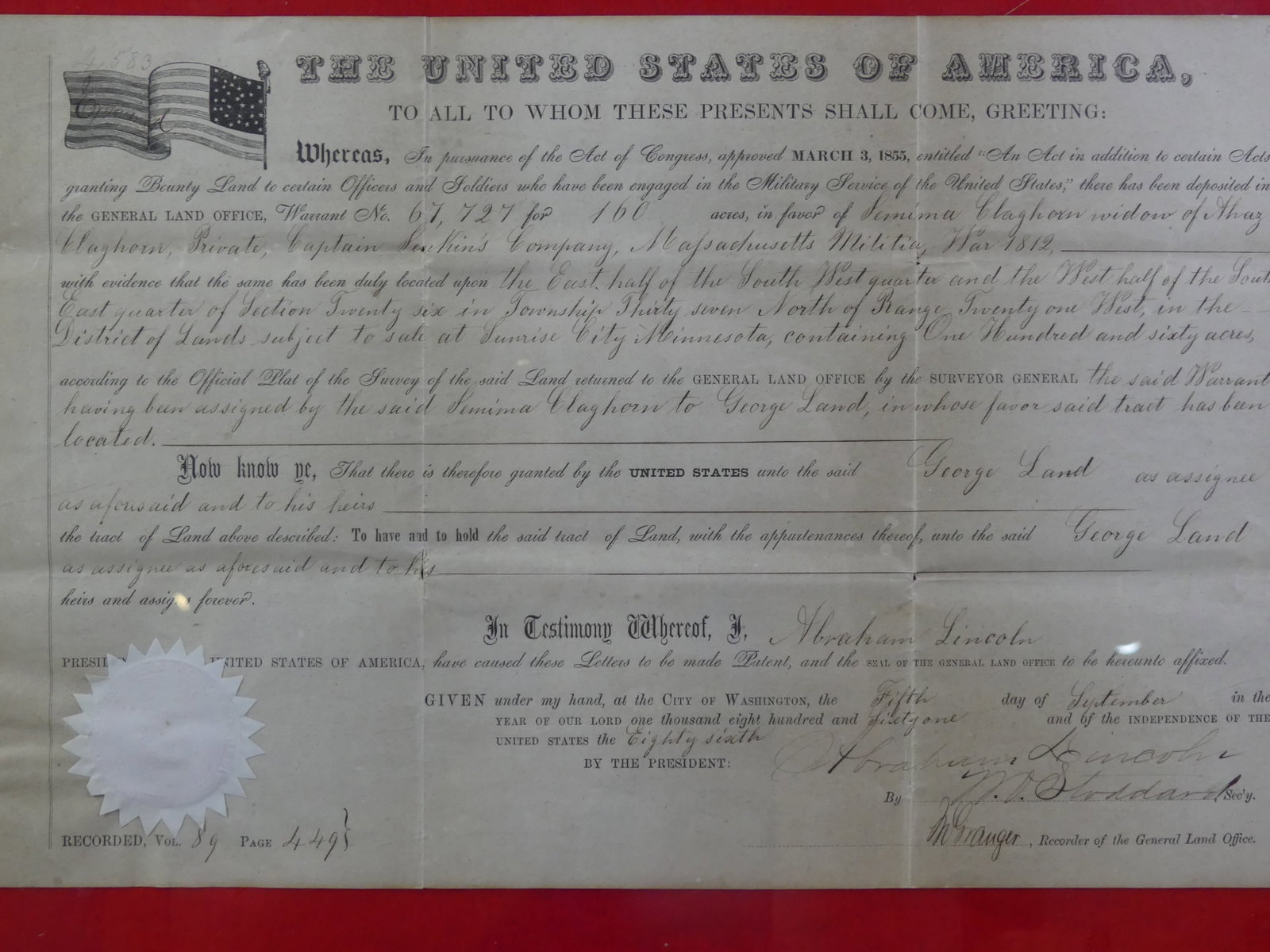1861 ABE LINCOLN SIGNED DOCUMENT - 3