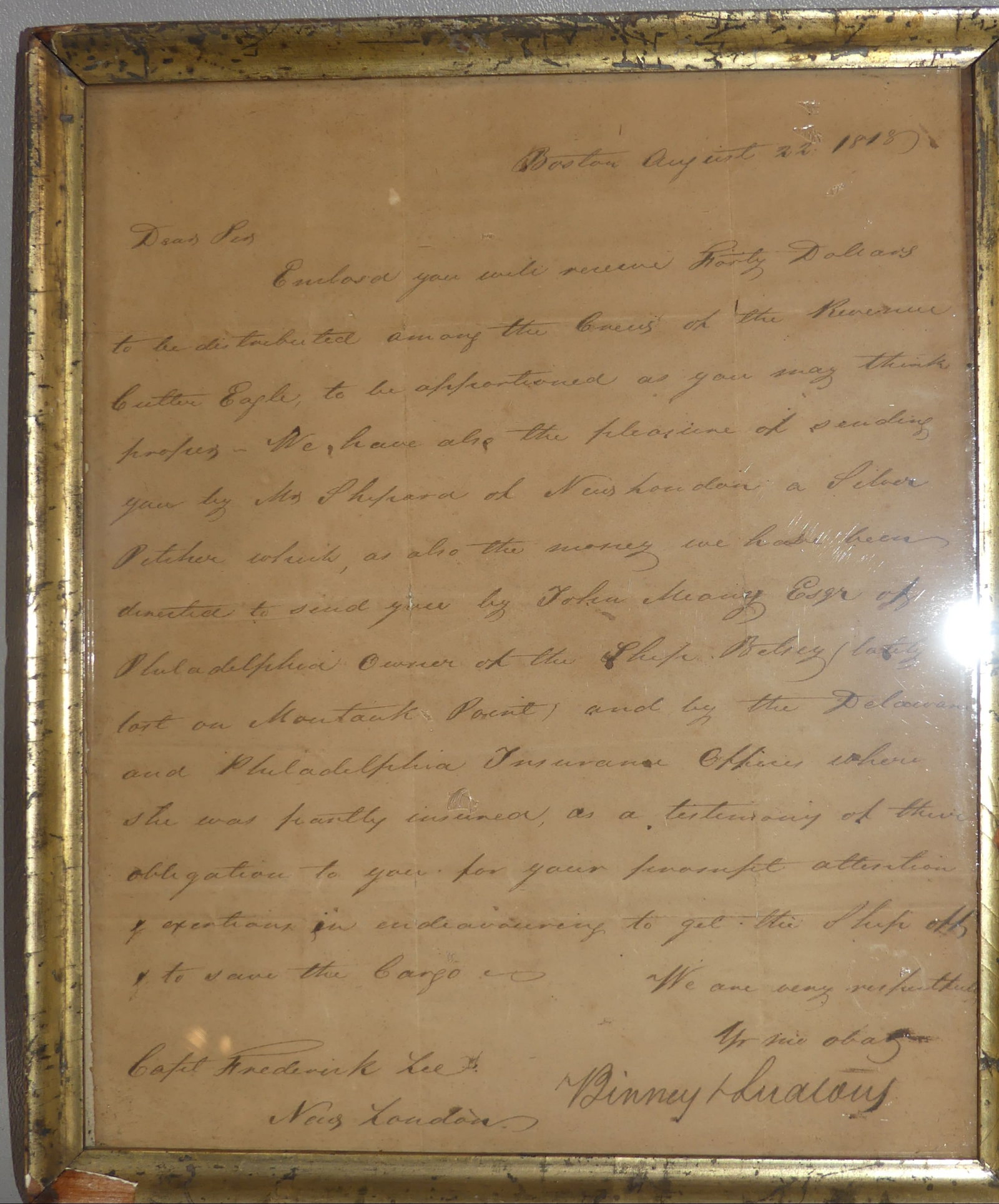 TWO 1818 LETTERS BOSTON SHIP EAGLE - 4