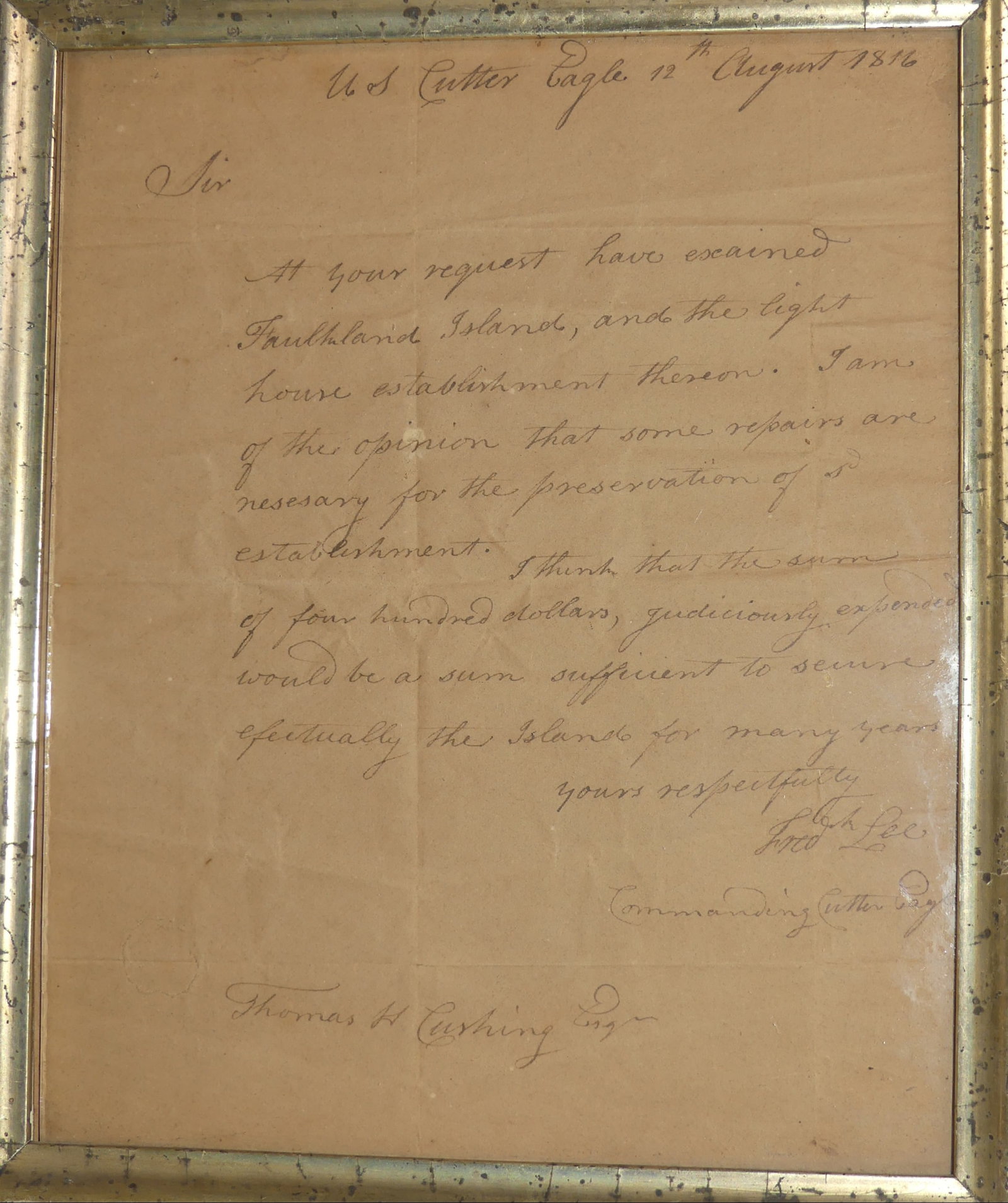 TWO 1818 LETTERS BOSTON SHIP EAGLE - 5