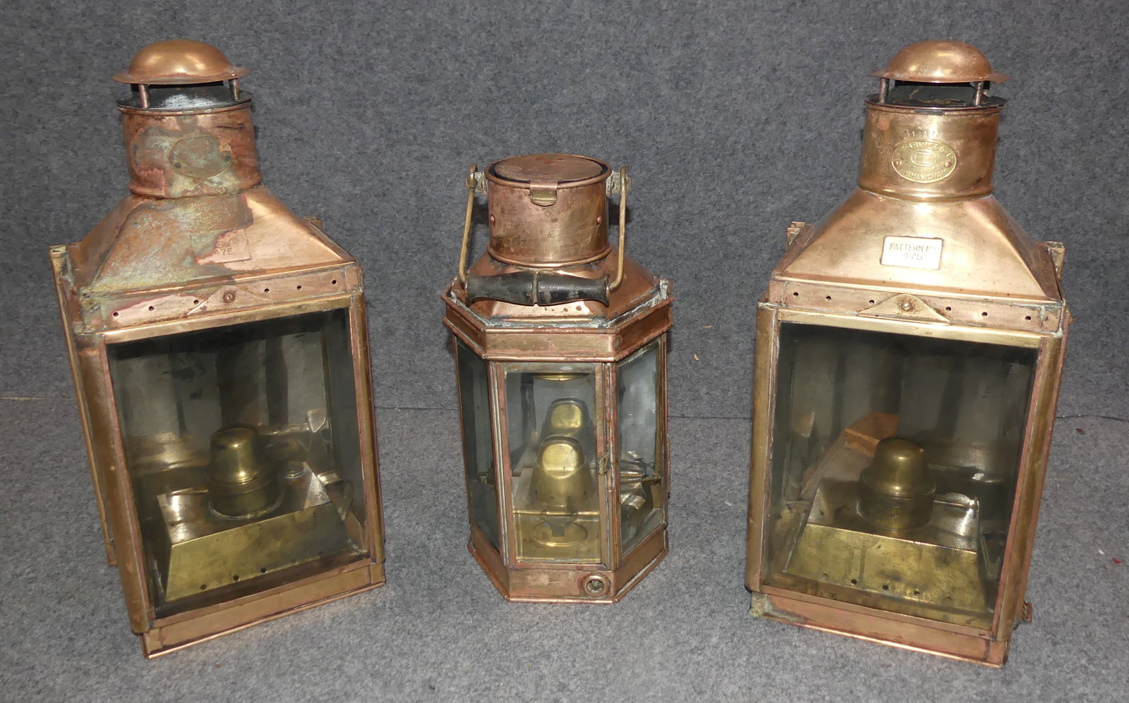 3 OLD BRASS SHIP LANTERNS (1 of 4)