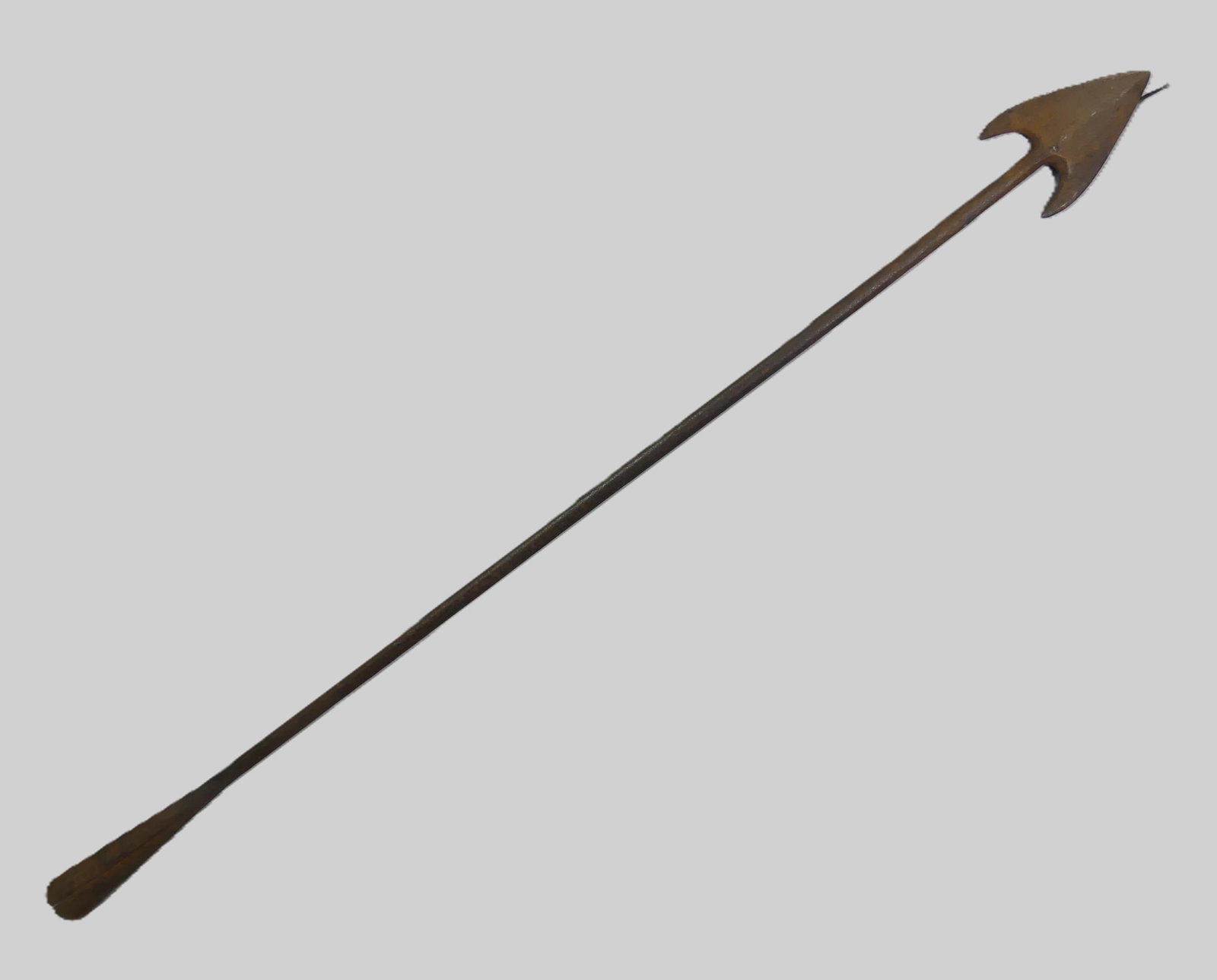 ANTIQUE DOUBLE FLUKE WHALING HARPOON: Antique iron whaling harpoon with double fluke head. 47 in long.