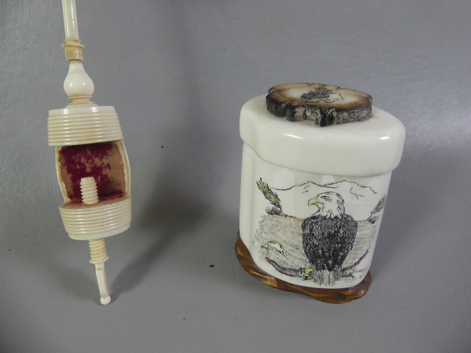 5 WHALE BONE ITEMS, MOSTLY INUIT - 2
