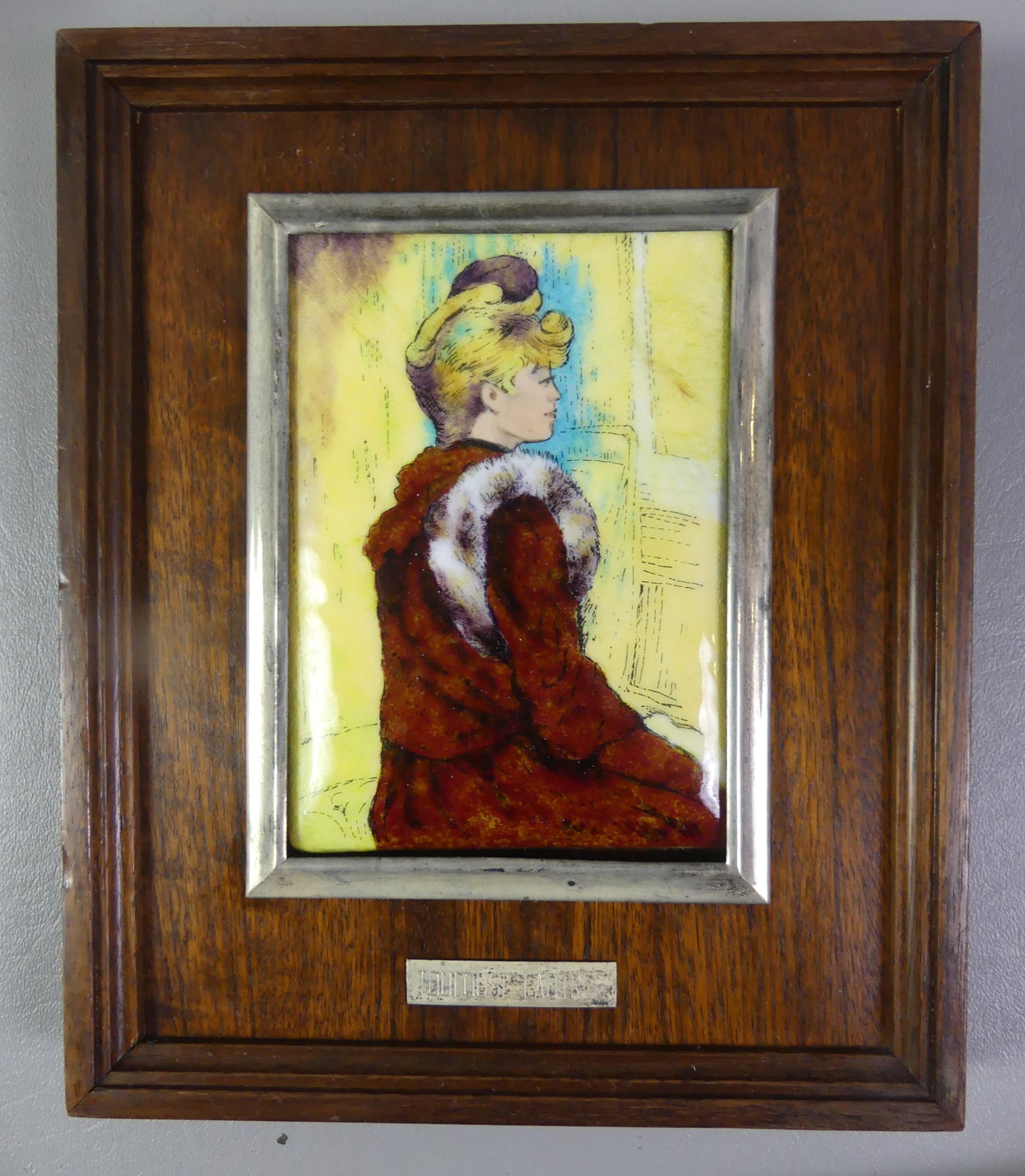 LAUTREC ENAMEL PLAQUE OF LADY (1 of 2)
