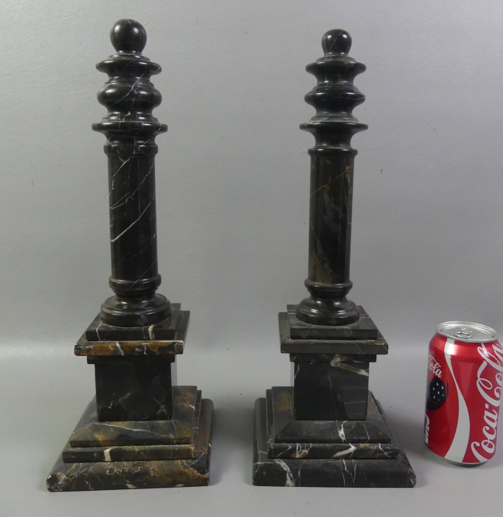 PAIR BLACK MARBLE OBELISKS (1 of 2)