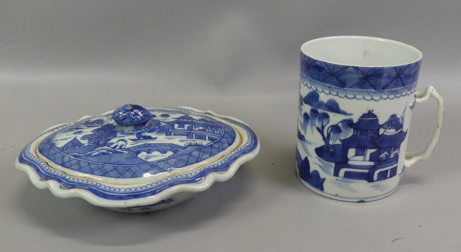 CHINESE CANTON MUG & VEGETABLE BOWL (1 of 2)
