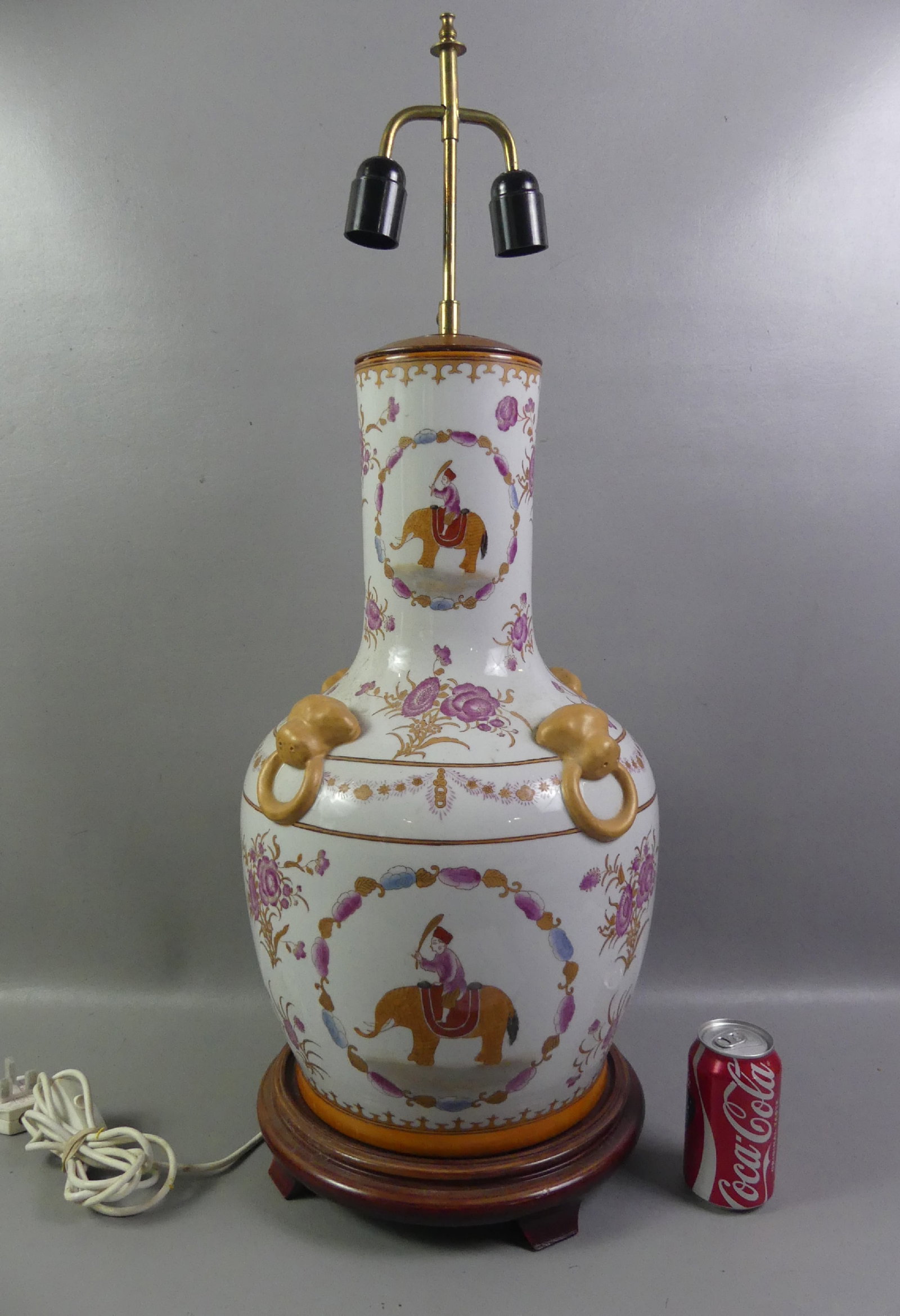 VINTAGE CHINESE LAMP - ELEPHANT RIDERS (1 of 2)