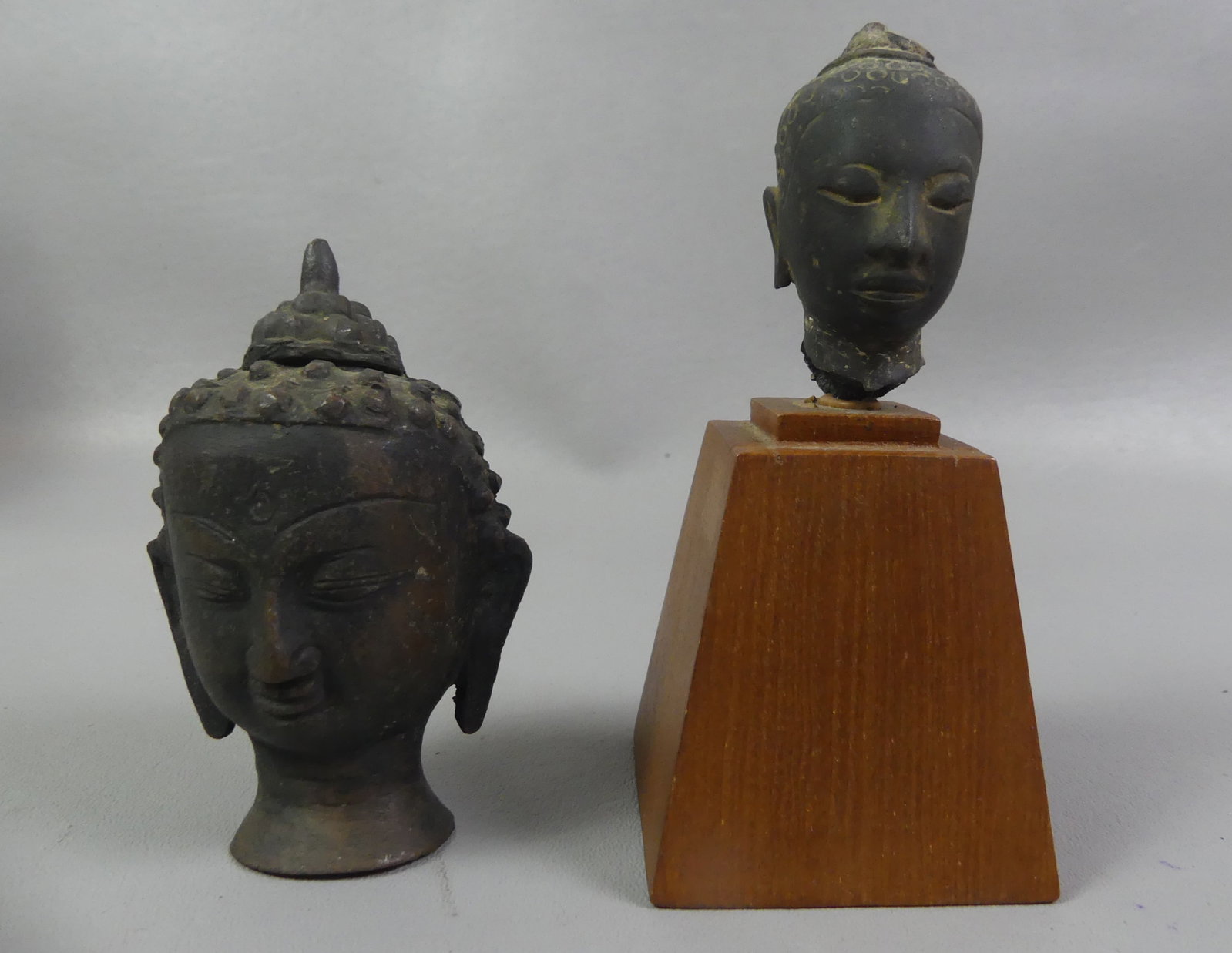 2 ANTIQUE ASIAN BUDDHA HEADS (1 of 3)