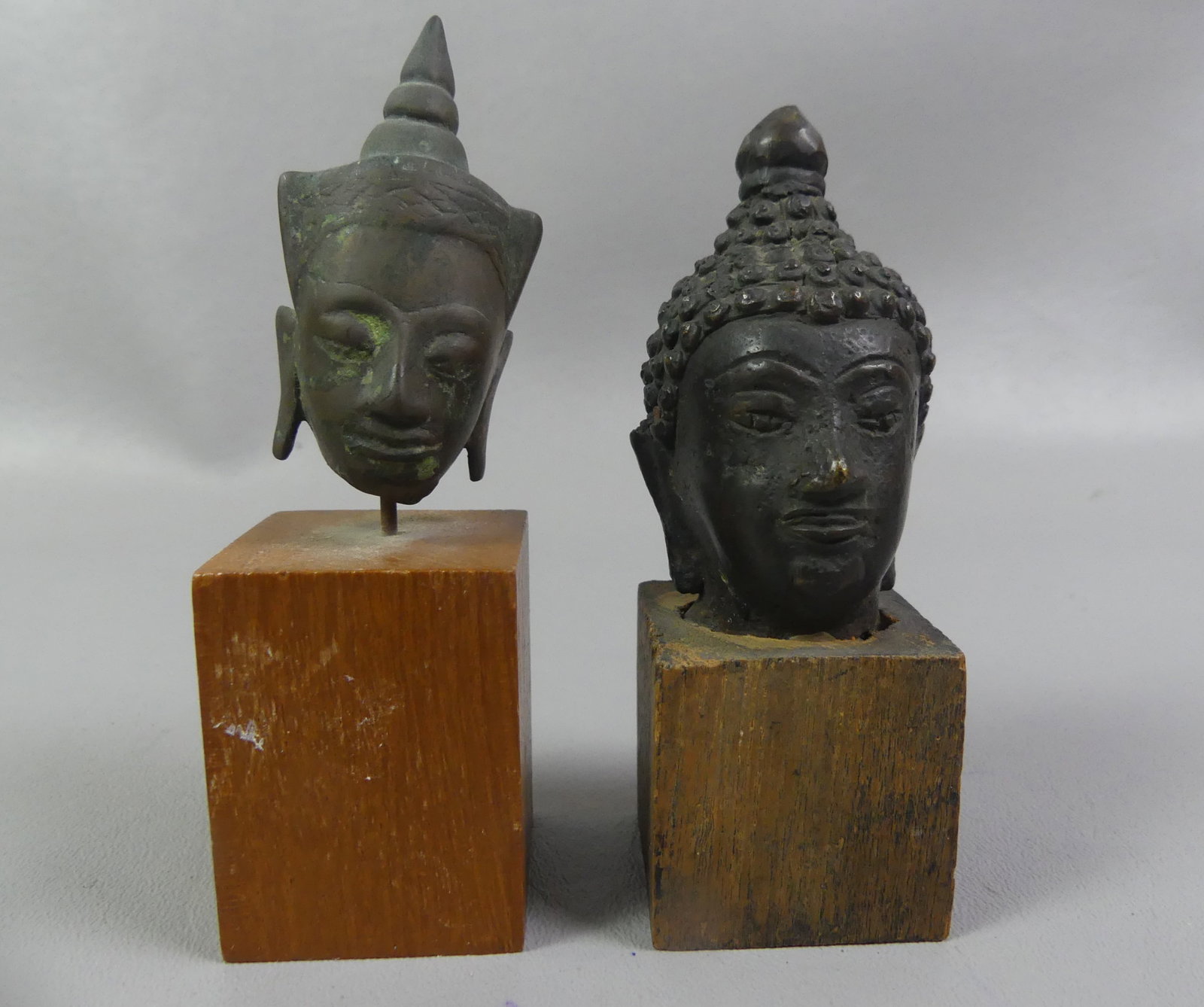 2 SMALL ANTIQUE ASIAN BUDDHA HEADS (1 of 2)