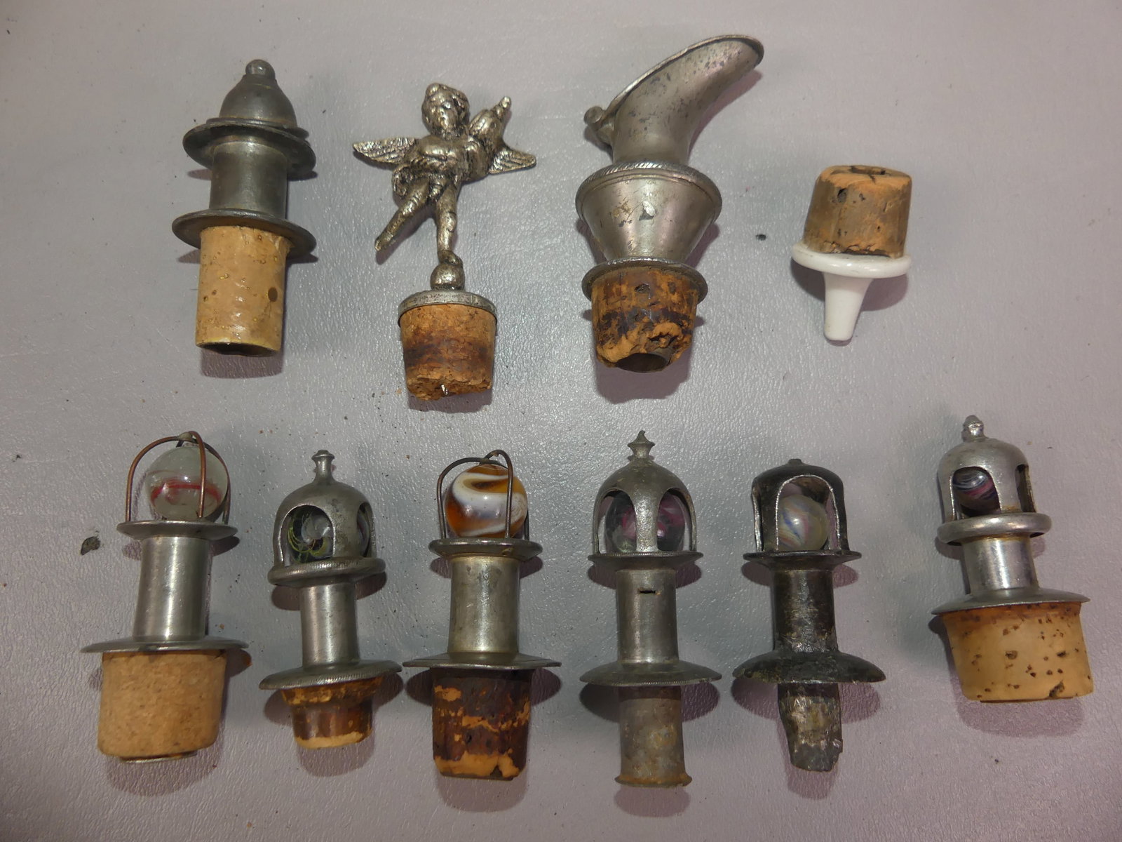 10 UNUSUAL ANTIQUE BOTTLE STOPPERS (1 of 2)
