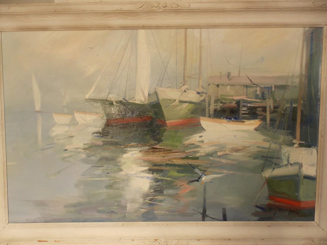 CHARLES GRUPPE OIL PAINTING OF BOATS (1 of 2)