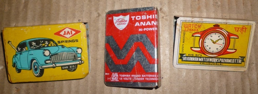 OLD ADVERTISEMEN MATCH BOX METAL COVER PRINTED SIX PCS.: Rare unique match box tin cover with print both sides. Lot of six pieces.They were used for advertising and very difficult to find now.