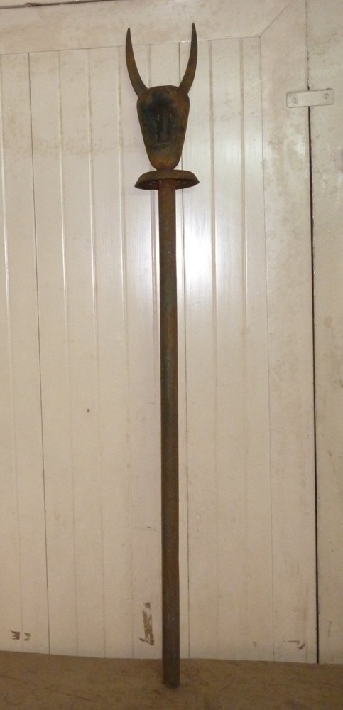 OLD MACE UNIQUE HANDMADE IRON MAN FACE WITH HORN (1 of 8)