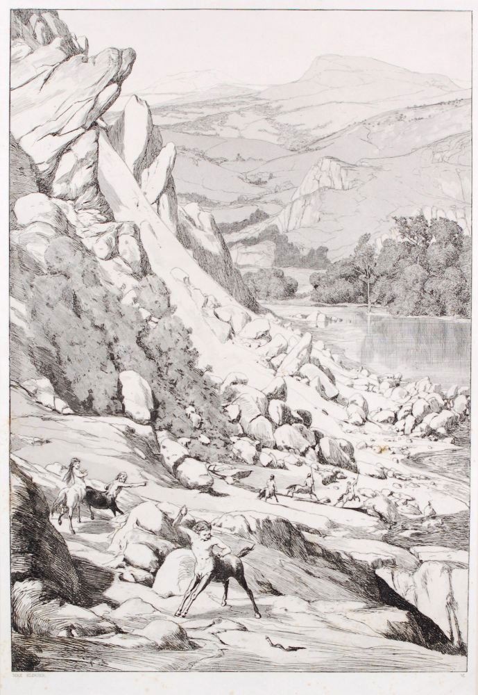 Max Klinger "Bergsturz". 1881.: Max Klinger "Bergsturz". 1881. Aquatint etching auf aufgewalztem, französischen China. In der Platte nummeriert "VI" und signiert "Max Klinger". Blatt 6 der Mappe "Intermezzi, Opus IV". Darstellungsb