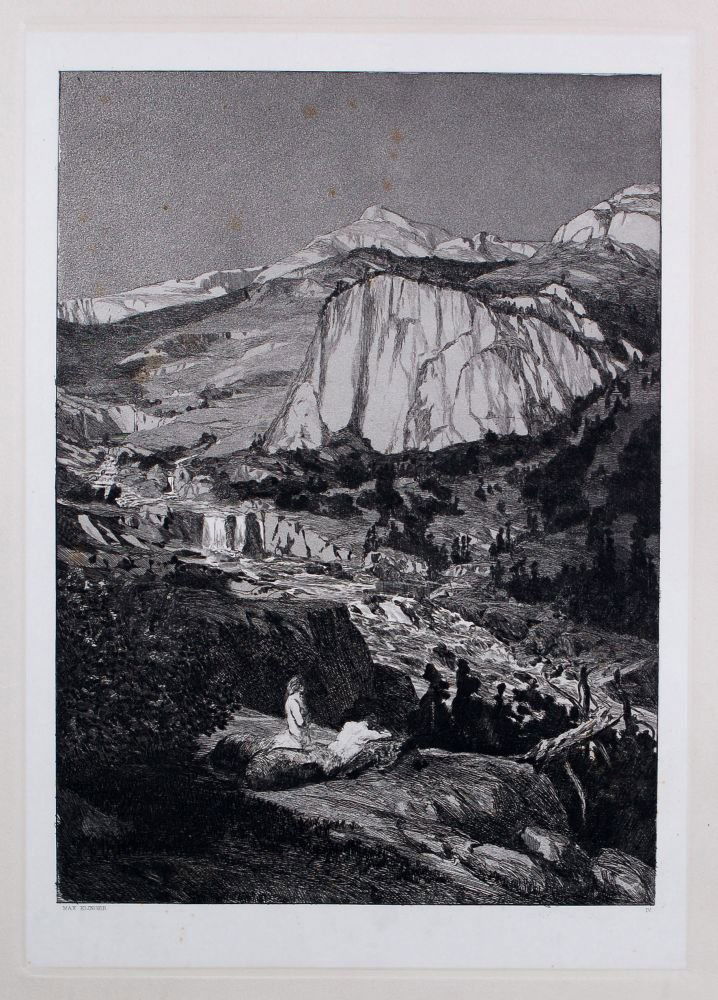 Max Klinger "Mondnacht". 1881.: Max Klinger "Mondnacht". 1881. Aquatint etching auf aufgewalztem, französischen China. In der Platte u.re. nummeriert "IV", u.li. signiert "Max Klinger". Blatt 4 der Mappe "Intermezzi, Opus IV". Dars