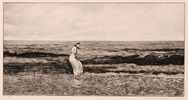 Max Klinger "Am Meer". 1879.: Max Klinger "Am Meer". 1879. Etching und Aquatinta. In der Platte bezeichnet "Max Klinger" u.li. und nummeriert "II" u.re. Aus der Folge "Intermezzi", 2. Blatt, Opus IV.WVZ Singer 53 III (von III). Le