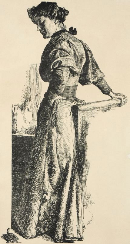 Otto Greiner "Cenzi". 1896.: Otto Greiner "Cenzi". 1896. Lithograph auf gelblichem Papier. Im Stein spiegelverkehrt monogrammiert "O.G." und ausführlich datiert u.re. Auf Vergé-Papier (mit Wasserzeichen) vollrandig montiert. Au