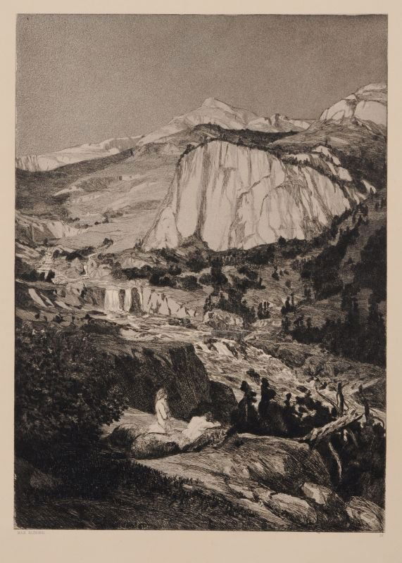 Max Klinger "Mondnacht". 1881.: Max Klinger "Mondnacht". 1881. Aquatint etching. Ausserhalb der Darstellung typographisch signiert "Max Klinger" u.li. und nummeriert u.re. "IV". Blatt 5 aus der Folge "Intermezzi", Opus IV.WVZ Singer