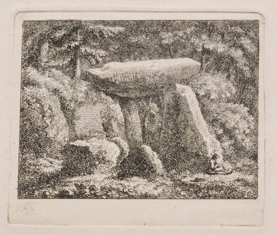 Christoph Nathe "Felsbloecke im Wald"/ "Sandsteinfelsen: Christoph Nathe "Felsbloecke im Wald"/ "Sandsteinfelsen in der Saechsischen Schweiz". 2nd half 18th cent. Etching auf festem Papier. Unsigniert bzw. in der Platte unterhalb der Darstellung re. signier