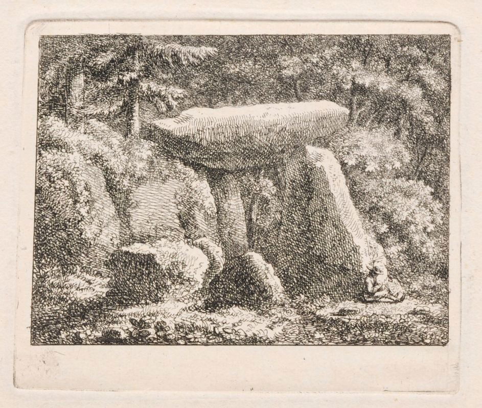 Christoph Nathe "Felsbloecke im Wald"/ "Sandsteinfelsen: Christoph Nathe "Felsbloecke im Wald"/ "Sandsteinfelsen in der Saechsischen Schweiz". 2nd half 18th cent. Etching auf festem Papier. Unsigniert bzw. in der Platte unterhalb der Darstellung re. signier