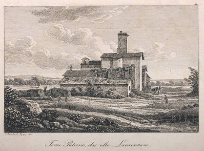 Johann Christian Reinhart, Vier: Johann Christian Reinhart, Vier Landschaftsdarstellungen. 1790- 1826. Etching auf Buetten. Drei in der Platte unterhalb der Darstellung signiert und datiert, zwei betitelt. "AVANZO D UN SEPOLCRO IN VI