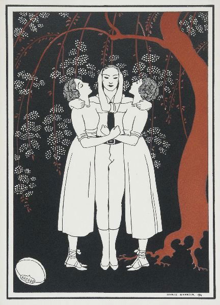 George Barbier "Dance Narcisse". 1914.: George Barbier "Dance Narcisse". 1914. Coloured printing. Inscribed and dated. Passepartout.Slightly foxed. size: 24,7 x 17,6 cm. George Barbier "Danse Narcisse". 1914. Farbdruck mit Schablonenkolorit