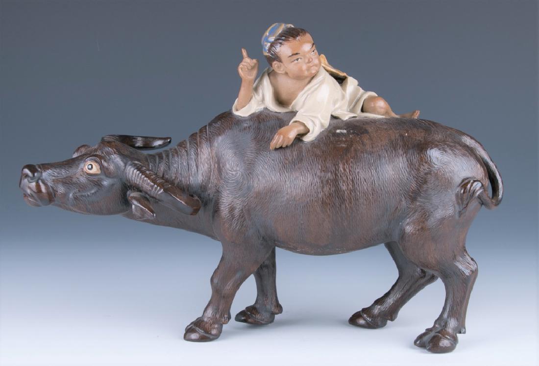 A Shiwan Figure Cowboy Riding on Bufflao (1 of 9)