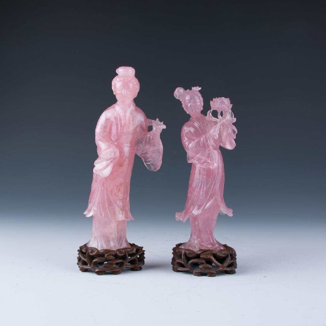 A Pair of Rose Quartz Lady Figures (1 of 10)