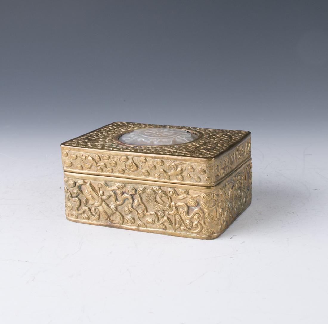 An Agate-Inlaid Gilt-Bronze Box and Cover (1 of 10)