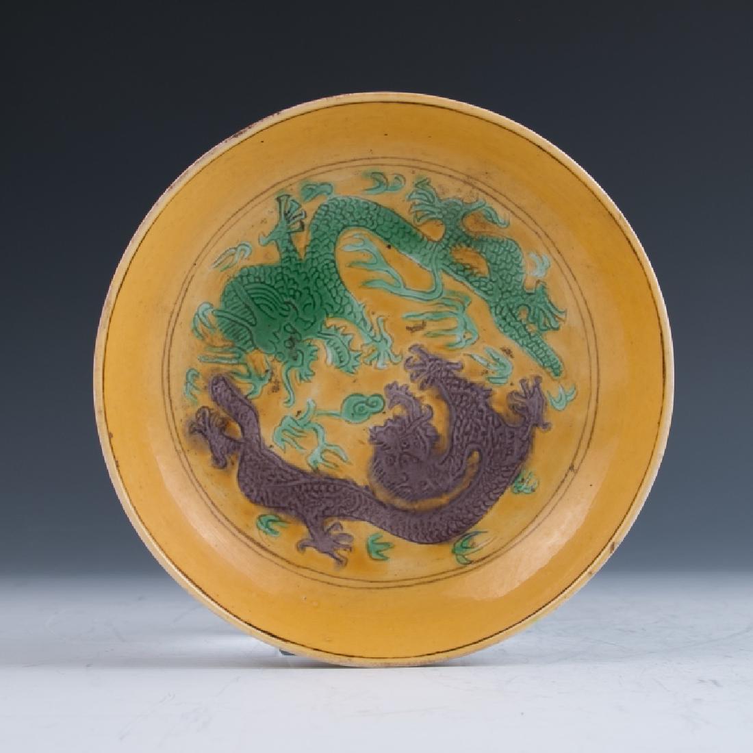 A Yellow Ground Dragon Plate Republic Period (1 of 8)
