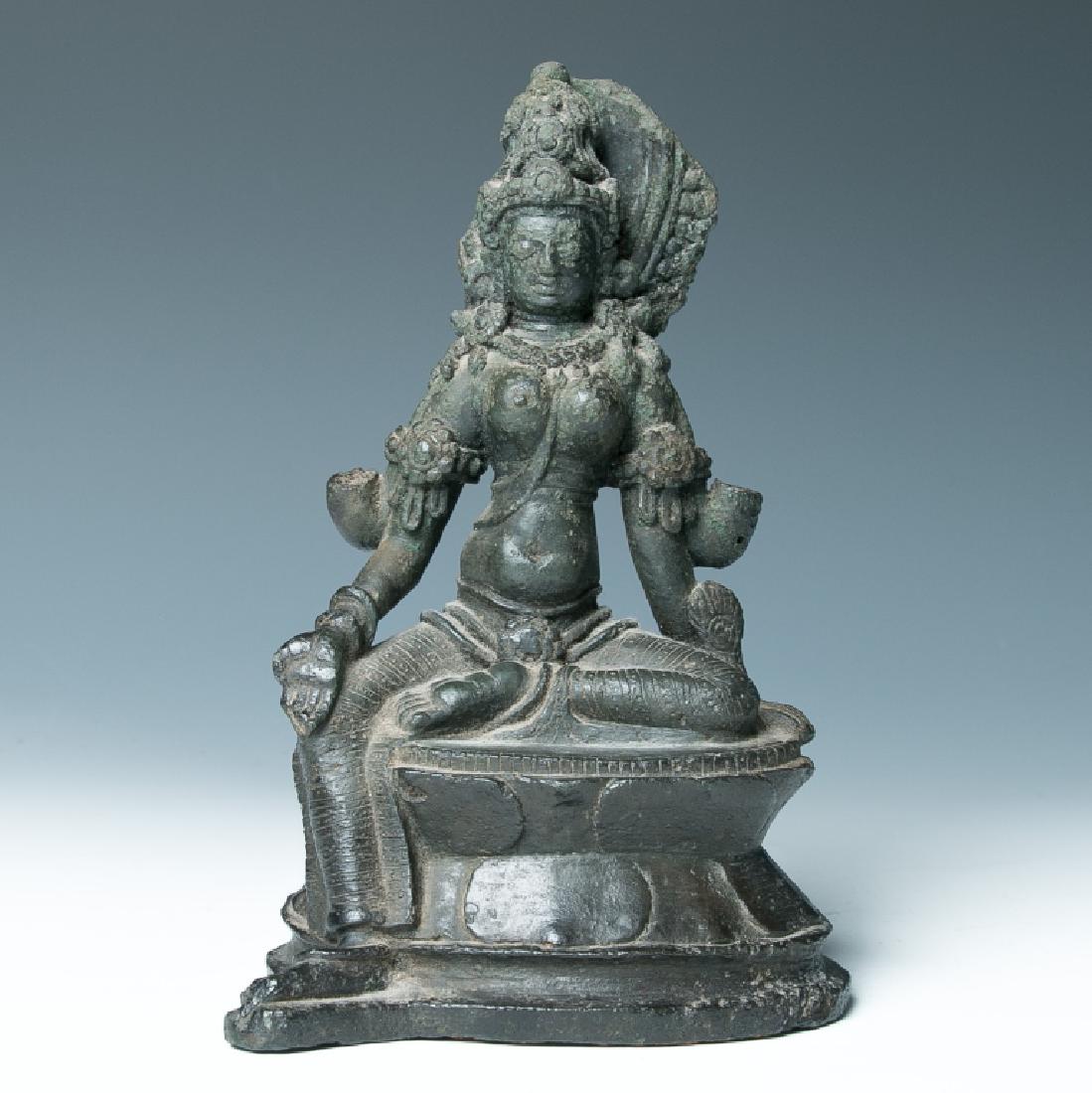 A BRONZE FIGURE OF A SEATED TARA, 13TH CENTURY (1 of 11)