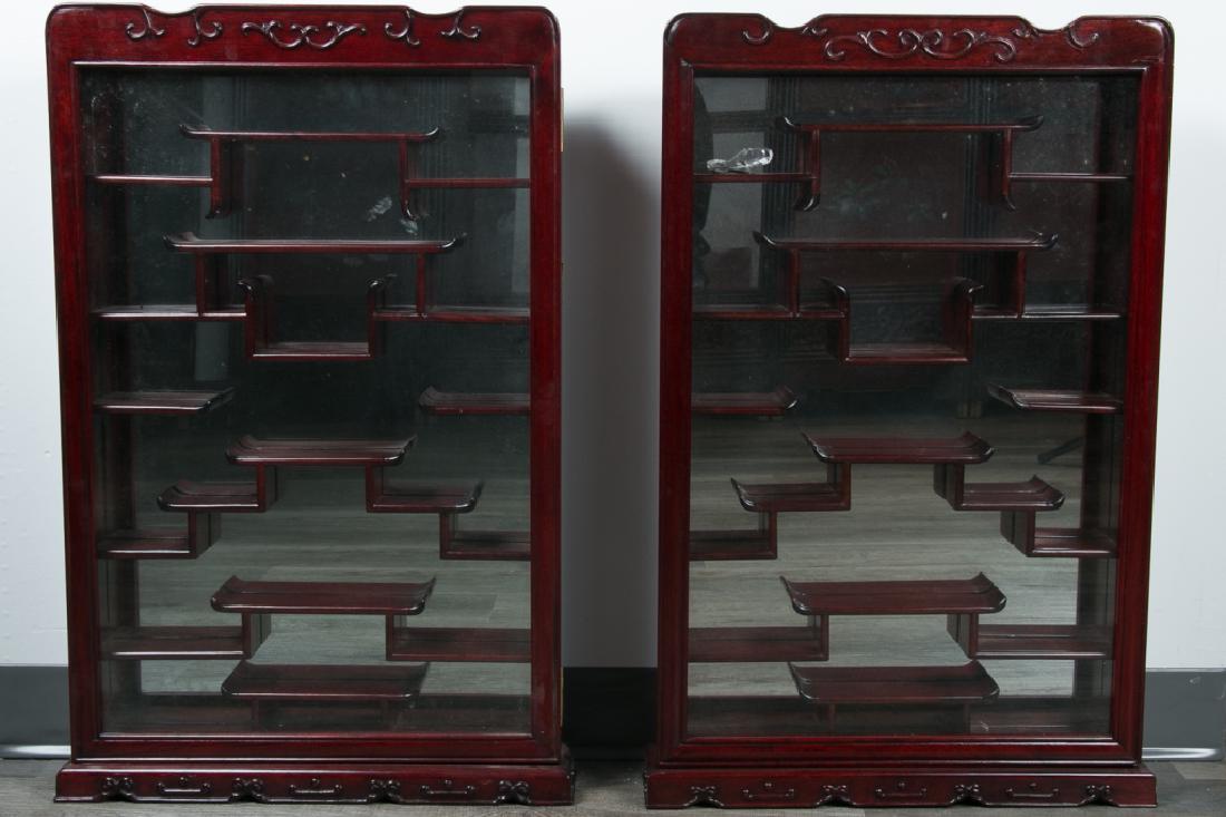 PAIR OF CHINESE HARDWOOD DISPLAY CABINETS (1 of 5)