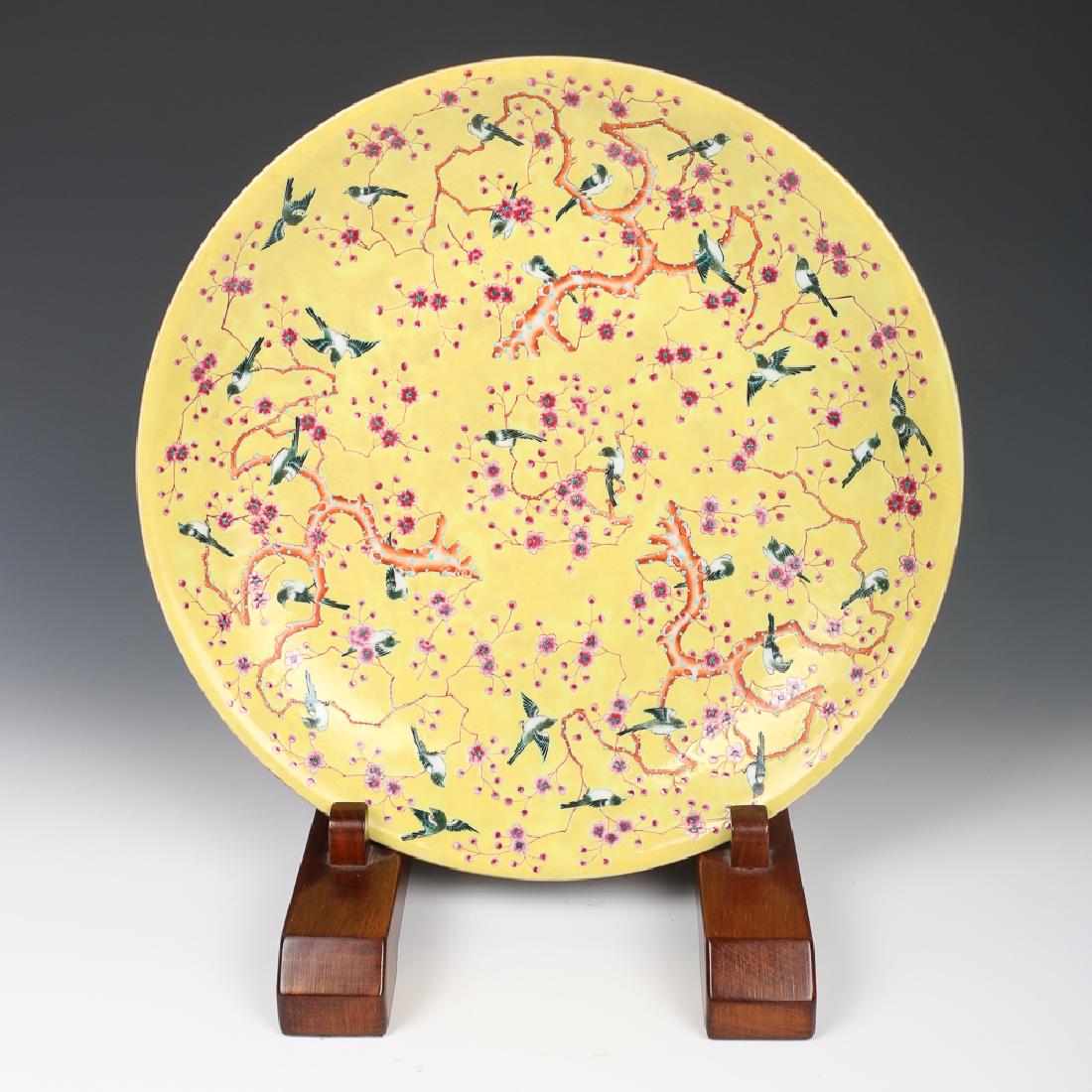 CHINESE YELLOW GROUND 'PRUNUS' PLATE, DAOGUANG MARK (1 of 11)
