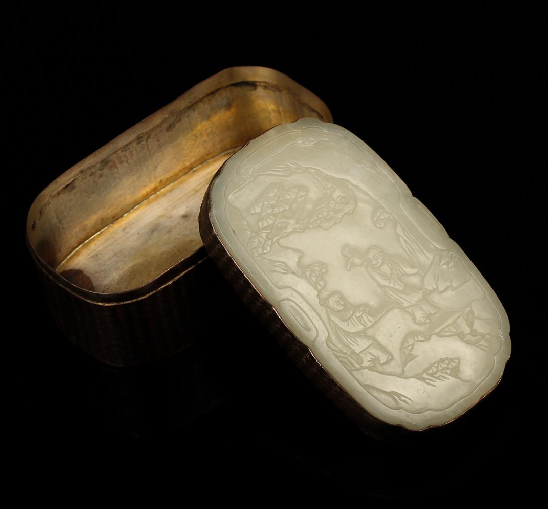 CELADON JADE-INSET METAL BOX AND COVER, QING (1 of 10)