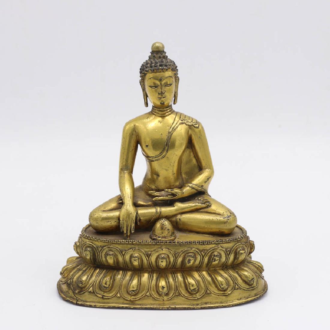 GILT BRONZE SEATED FIGURE OF BUDDHA SHAKYAMUNI (1 of 14)