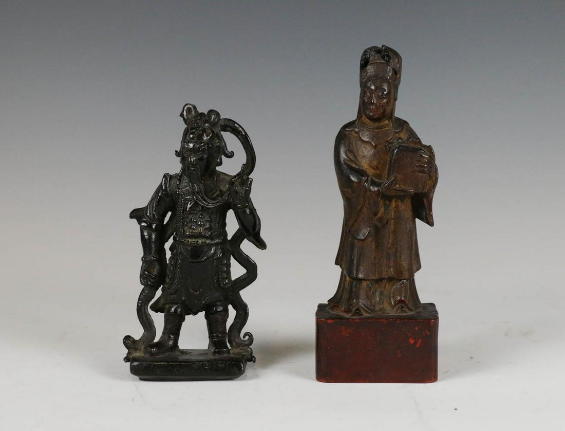 TWO CARVED ANCIENT FIGURES (1 of 9)