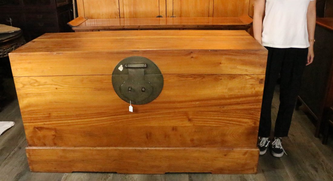 A MASSIVE CAMPHORWOOD STORAGE CHEST AND STAND 19TH C. (1 of 19)