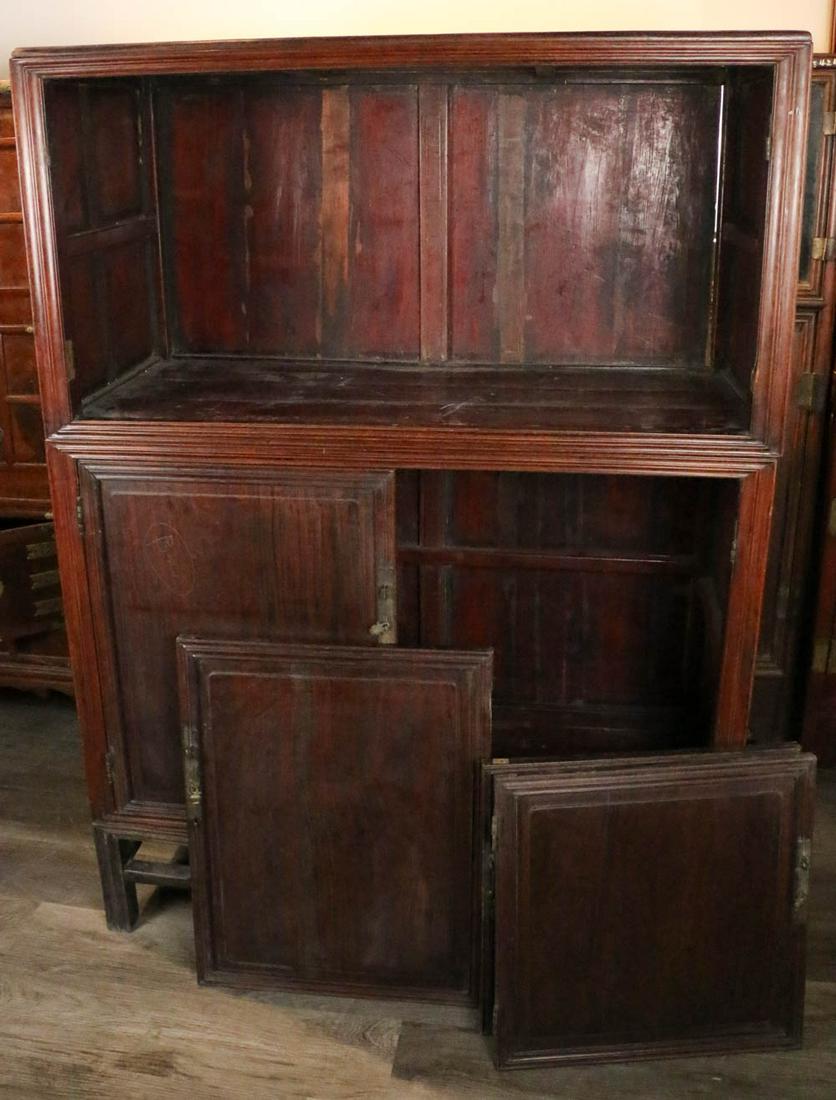 A THREE-PART HARDWOOD CABINET 19TH.C (1 of 10)