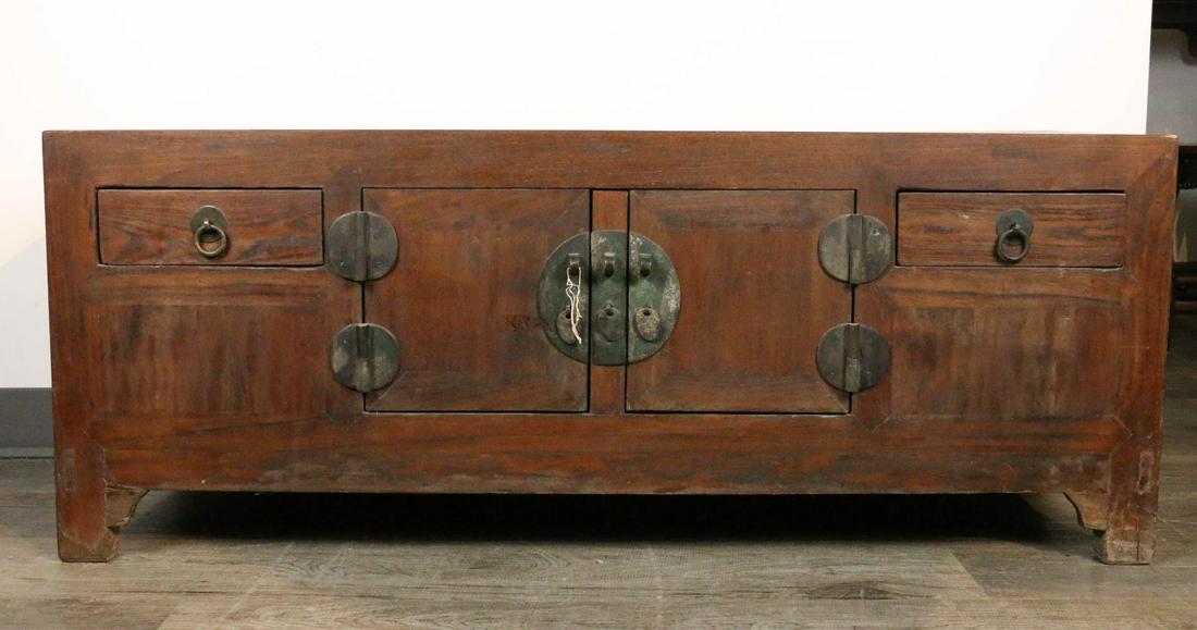 ELMWOOD LOW STORAGE CHEST 19TH C (1 of 8)