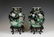 A PAIR OF BLACK GROUND FAMILLE VERTE JARS, 18-19TH C