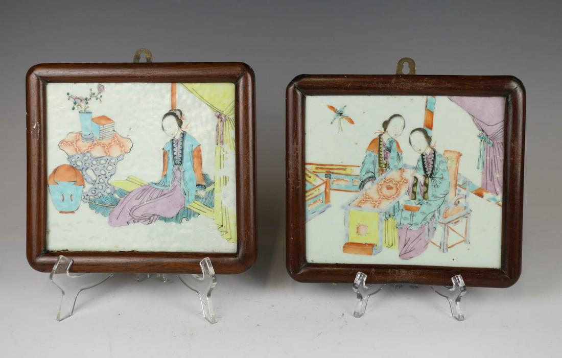 A PAIR OF FAMILLE ROSE PORCELAIN PLAQUES REPUBLIC (1 of 12)