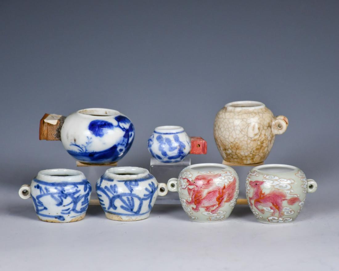 Seven Chinese Porcelain Bird Feeders, Qing (1 of 5)
