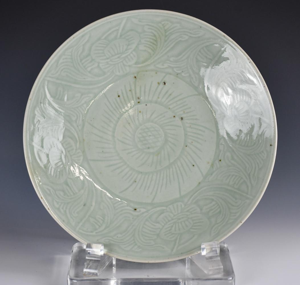 A Carved Celadon Dish, Ming (1 of 13)