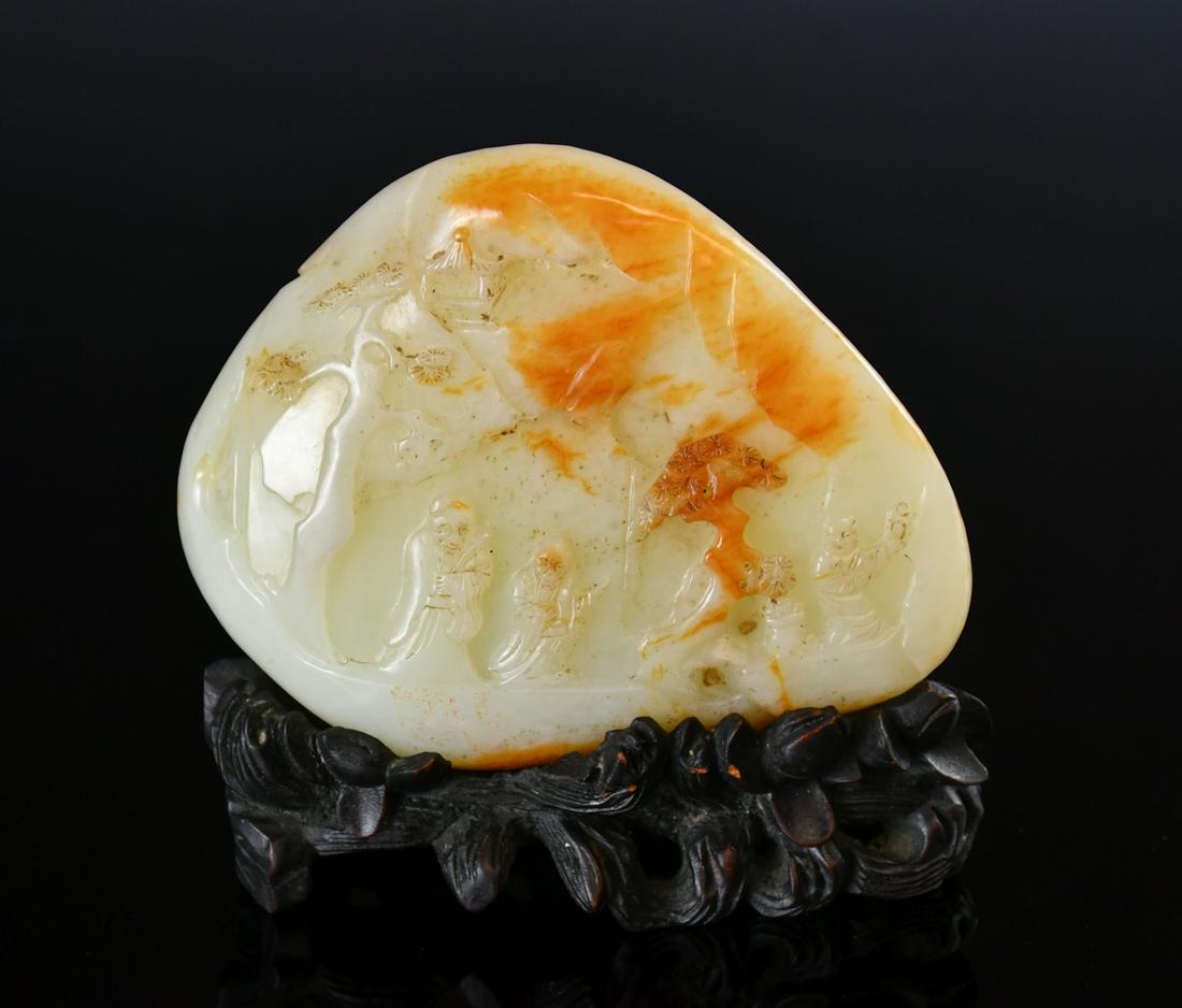 A Jade Carved Boulder With Stand (1 of 12)