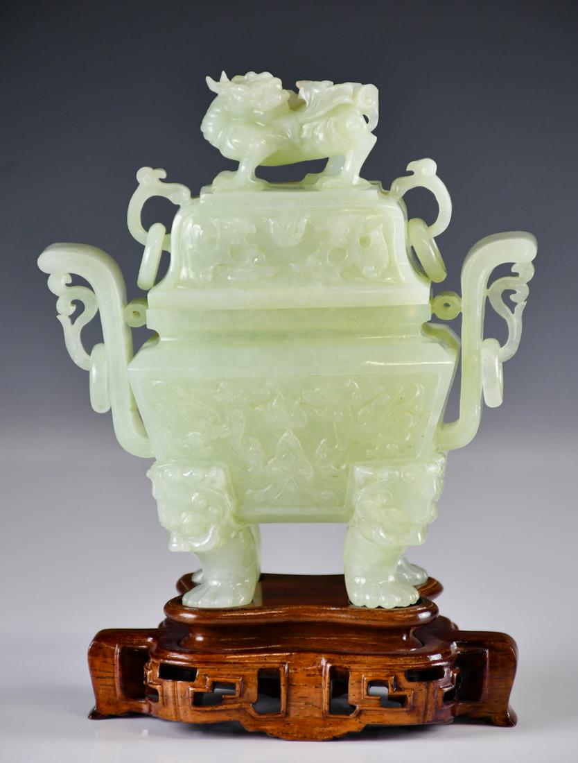 A Celadon Jade Censer, w/Cover & Box,20thC (1 of 14)