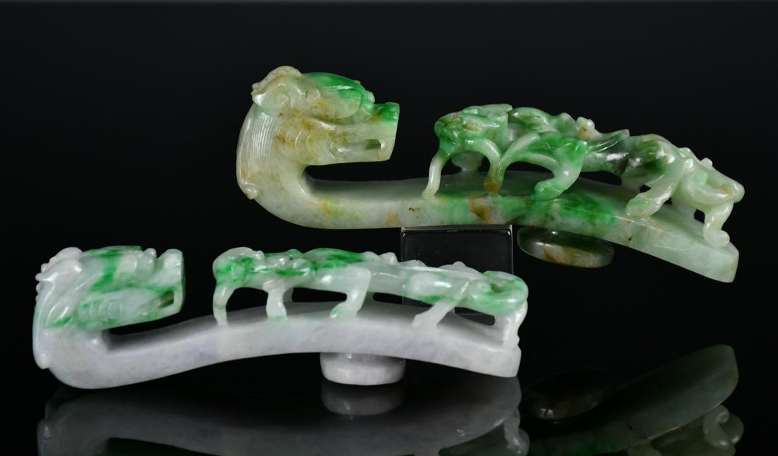 A Pair Of Jadeite Dragon Belt Hooks, Republic P. (1 of 9)