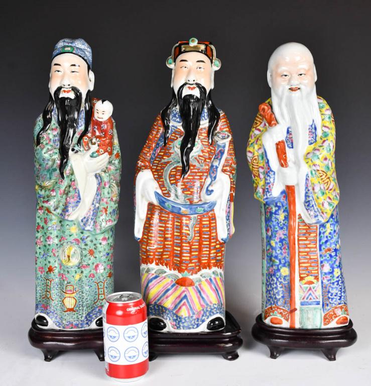 A Set of Three Famille Rose Immortals (1 of 13)