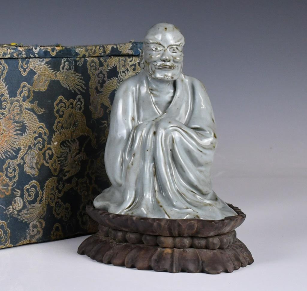 A Crackle Blue Glazed Arhat Status with Stand (1 of 11)